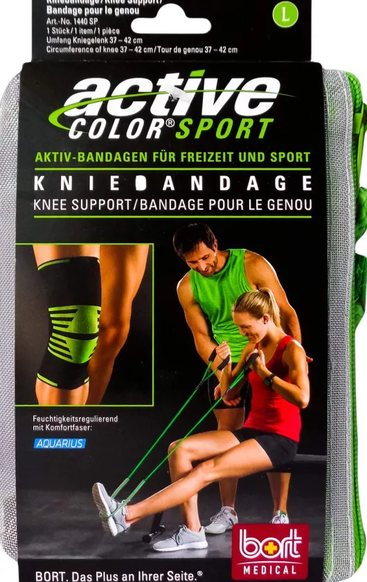 Bort Activecolor Sport Kniebandage L Schwarz Grün 1 Stück