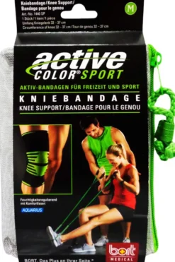 Bort Active Color Sport Kniebandage M Schwarz Grün 1 Stück