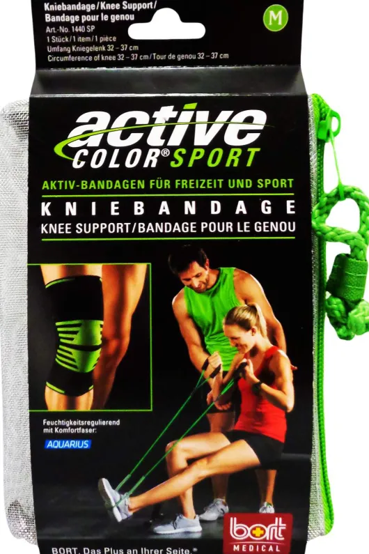 Bort Active Color Sport Kniebandage M Schwarz Grün 1 Stück