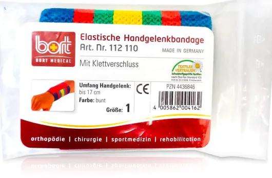 Bort Handgelenkbandage Gr.1 Bunt Mit Klettverschluss