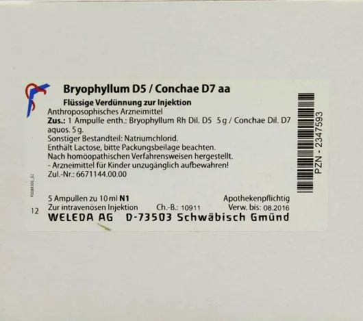 Bryophyllum D5 Conchae D7 Aa Weleda 5 X 10 ml Ampullen