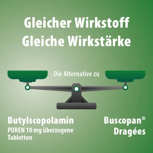 Butylscopolamin Puren 10 mg Überzogene Tabletten 20 Stück
