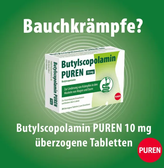 Butylscopolamin Puren 10 mg Überzogene Tabletten 20 Stück