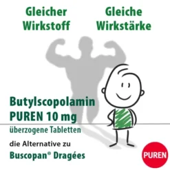 Butylscopolamin Puren 10 mg Überzogene Tabletten 50 Stück