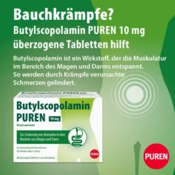 Butylscopolamin Puren 10 mg Überzogene Tabletten 50 Stück