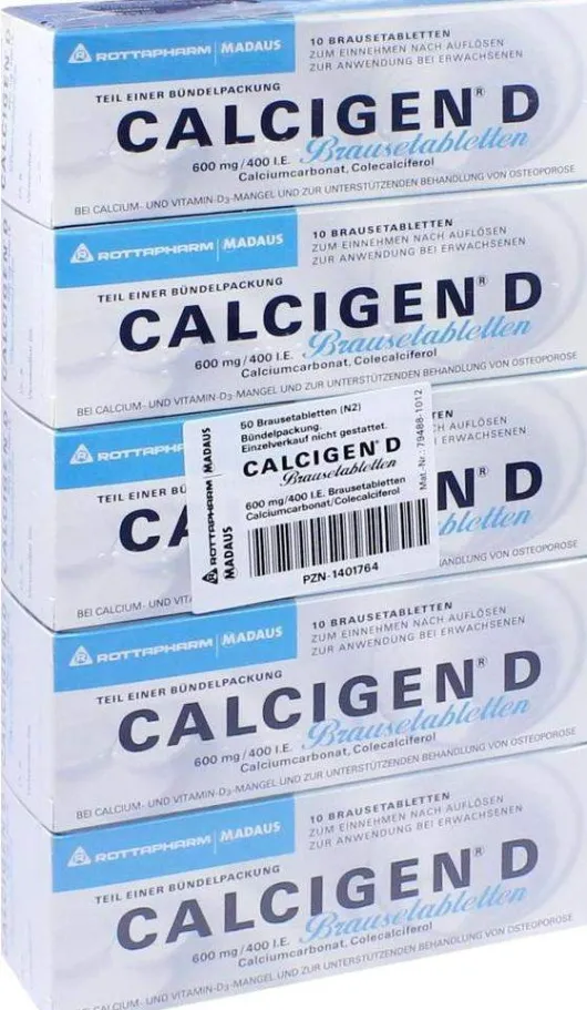 Calcigen D 600 mg und 400 I.E. Brausetabletten 50 Stück