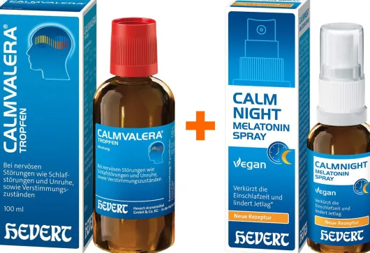 Calmvalera Tropfen 100 ml + Calmnight Melatonin Spray 30 ml