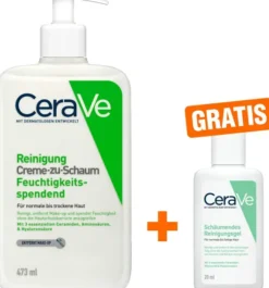 CeraVe Creme-zu-Schaum Reinigung 473 ml + gratis Schäumendes Reinigungsgel 20 ml