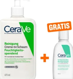 CeraVe Creme-zu-Schaum Reinigung 473 ml + gratis Schäumendes Reinigungsgel 20 ml