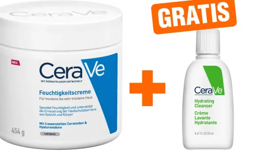 CeraVe Feuchtigkeitscreme 454 g + gratis Reinigungslotion 20 ml