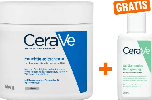 CeraVe Feuchtigkeitscreme 454 g + gratis schäumendes Reinigungsgel 20 ml