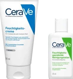 CeraVe Feuchtigkeitscreme 50 ml + gratis CeraVe feuchtigkeitsspendende Reinigungslotion 20 ml