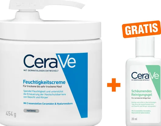 CeraVe Feuchtigkeitscreme Pumpe 454 g + gratis CeraVe Schäumendes Reinigungsgel 20 ml