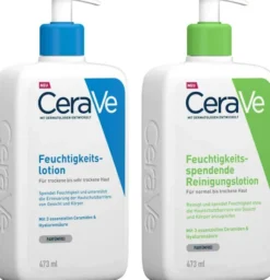 CeraVe Feuchtigkeitslotion 473 ml + Feuchtigkeitsspendende Reinigungslotion 473 ml