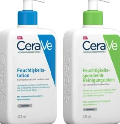 CeraVe Feuchtigkeitslotion 473 ml + Feuchtigkeitsspendende Reinigungslotion 473 ml