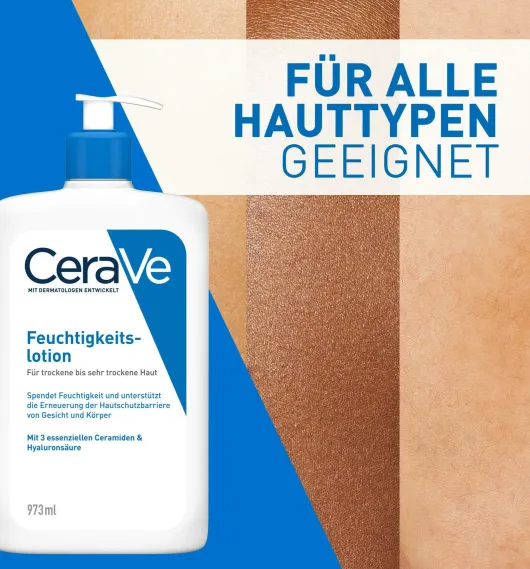 CeraVe Feuchtigkeitslotion 973 ml + gratis feuchtigkeitsspendende Reinigungslotion 20 ml
