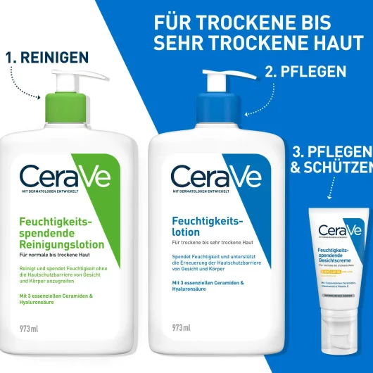 CeraVe Feuchtigkeitslotion 973 ml + gratis feuchtigkeitsspendende Reinigungslotion 20 ml