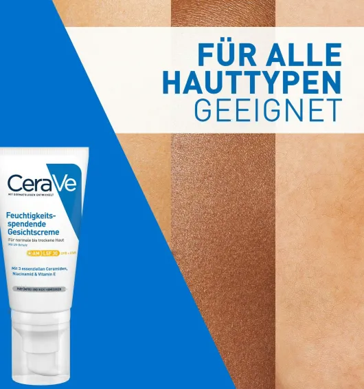CeraVe Feuchtigkeitsspendende Gesichtscreme LSF 30 52 ml + gratis Schäumendes Reinigungsgel 20 ml