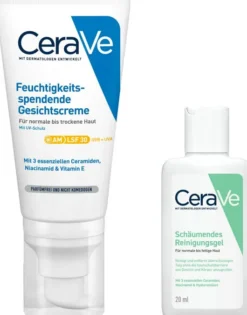 CeraVe Feuchtigkeitsspendende Gesichtscreme LSF 30 52 ml + gratis Schäumendes Reinigungsgel 20 ml