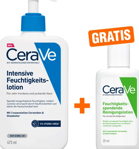 Cerave Intensive Feuchtigkeitslotion 473 ml + gratis Feuchtigkeitsspendende Reinigungslotion 20 ml