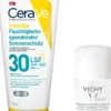 CeraVe Invisible Feuchtigkeitsspendender Sonnenschutz LSF 30 75 ml + gratis Vichy Deo Roll-on Anti Flecken 48h 50 ml