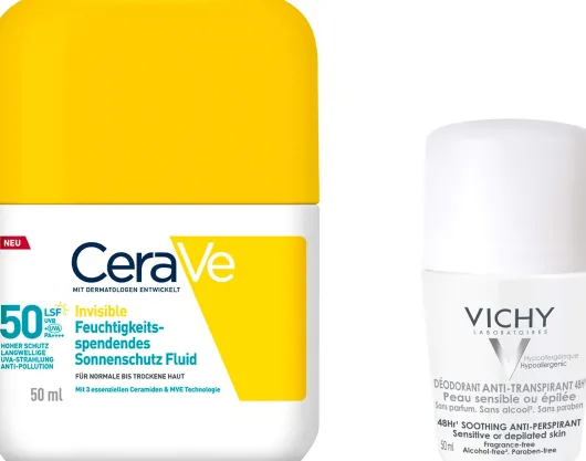 CeraVe Invisible Feuchtigkeitsspendendes Sonnenschutz Fluid LSF50 50 ml + gratis Vichy Deo Roll-on 48h 50 ml