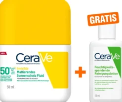 CeraVe Mattierendes Sonnenschutz Fluid LSF 50+ 50 ml + gratis CeraVe Reinigungslotion 20 ml