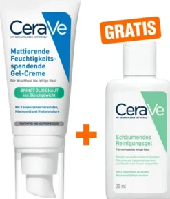 CeraVe Mattierenede Feuchtigkeitsspendende Gel Creme 52 ml + gratis CeraVe Schäumendes Reinigungsgel 20 ml
