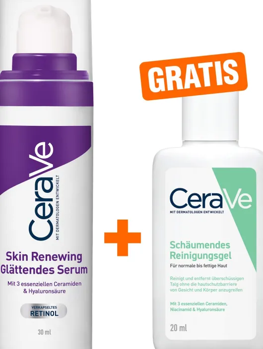 Cerave Skin Renewing glättendes Serum 30 ml + gratis CeraVe schäumendes Reinigungsgel 20 ml
