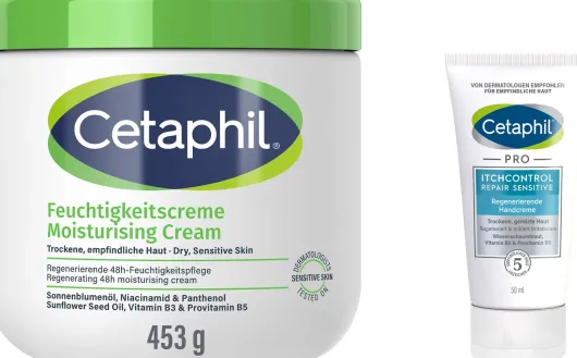 Cetaphil Feuchtigkeitscreme 453g + gratis Pro Itch Control Repair Sensitive regenerierende Handcreme 50 ml