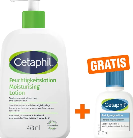 Cetaphil Feuchtigkeitslotion 473 ml + gratis Cetaphil Reinigungslotion 29 ml