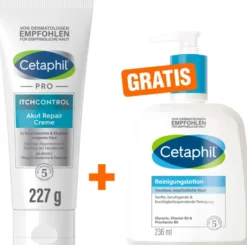 Cetaphil Pro Itch Control Akut Repair Creme 227 g + gratis Cetaphil Reinigungslotion 236 ml