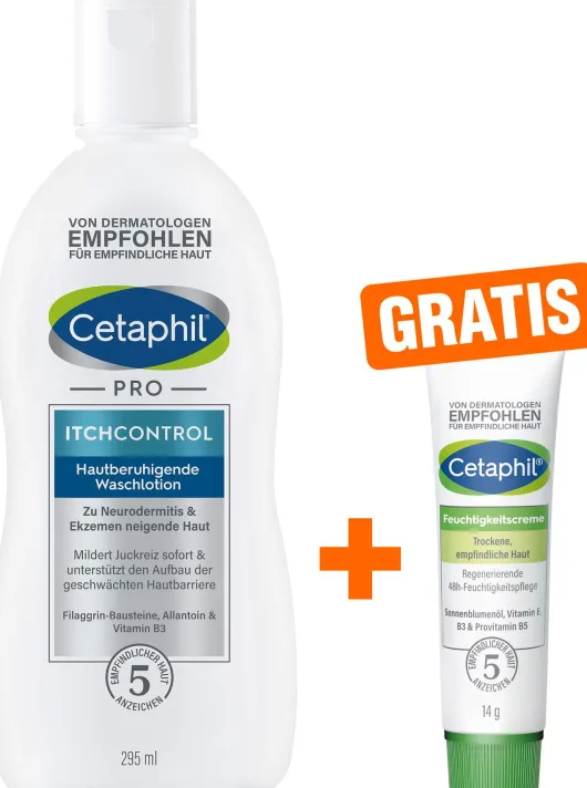Cetaphil Pro Itch Control Waschlotion 295 ml + gratis Feuchtigkeitslotion 14 g