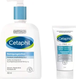 Cetaphil Reinigungslotion 460 ml + gratis Pro Itch Control Repair sensitive Regenerierende Handcreme 50 ml