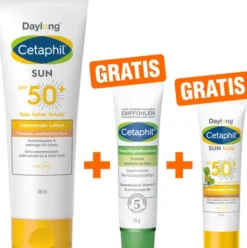 Cetaphil Sun Daylong SPF 50+ lipo. Lotion 200 ml + gratis Feuchtigkeitscreme 14 g + gratis liposomale Lotion 10 ml