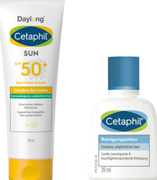 Cetaphil Sun Daylong SPF 50+ sensitives Gel 100 ml + gratis Cetaphil Reinigungslotion 29 ml