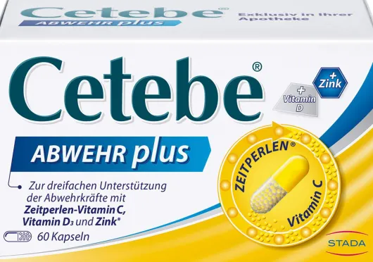 Cetebe Abwehr plus Vitamin C+Vitamin D3+ Zink 60 Kapseln