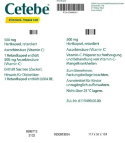 Cetebe Vitamin C Retardkapseln 500 mg 60 Stück