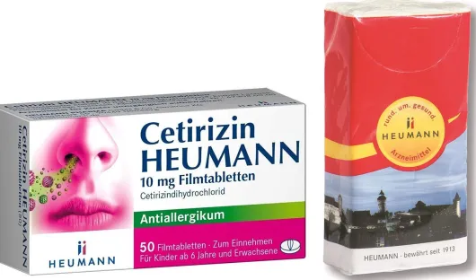 Cetirizin Heumann 10 mg 50 Filmtabletten + Gratis Taschentücher