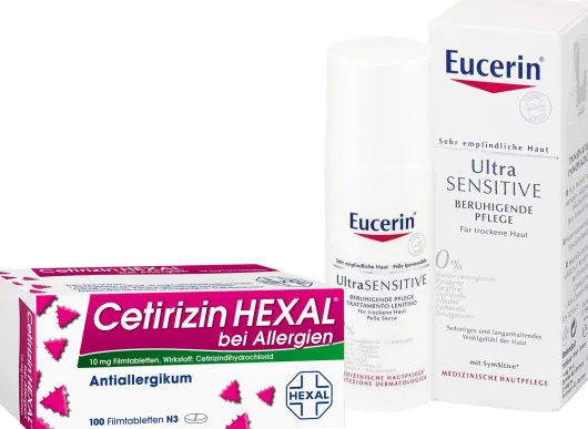 Cetirizin Hexal 100 Filmtabletten + Eucerin UltraSensitive Creme 50 ml