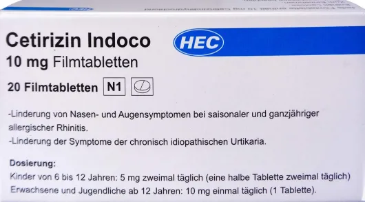 Cetirizin Indoco 10 mg Filmtabletten 20 Stück