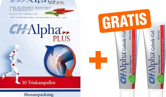 CH ALPHA Plus Trinkampullen 30 Stück + 2 x gratis CH-ALPHA Gelenk Gel 25 ml