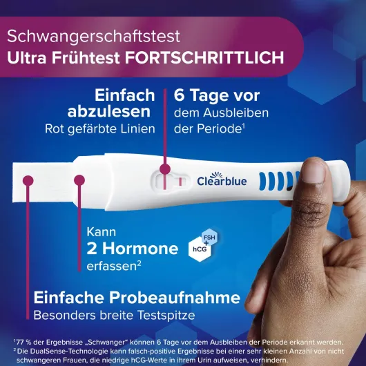 Clearblue Schwangerschaftstest 6 Tage vorher 2 Hormone 1 Stück