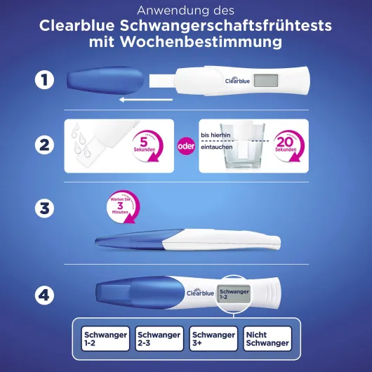 Clearblue Schwangerschaftstest frühe Erkennung und mit Wochenbestimmung 2 Teststäbchen