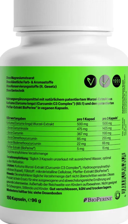 Curcumin Triplex 500 mg 150 Kapseln