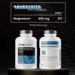 Cyb Power Magnesium 400 mg Hochdosiert + Vegan 365 Tabletten