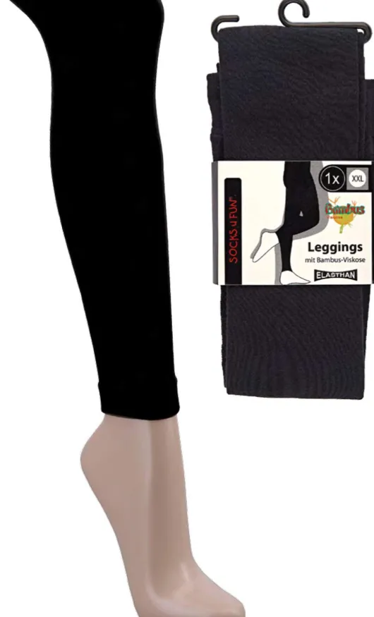 Damen Leggings Bambus Größe 38-42 schwarz, S-M