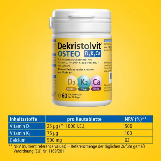 Dekristolvit Osteo D3K2 Ca 60 Kautabletten