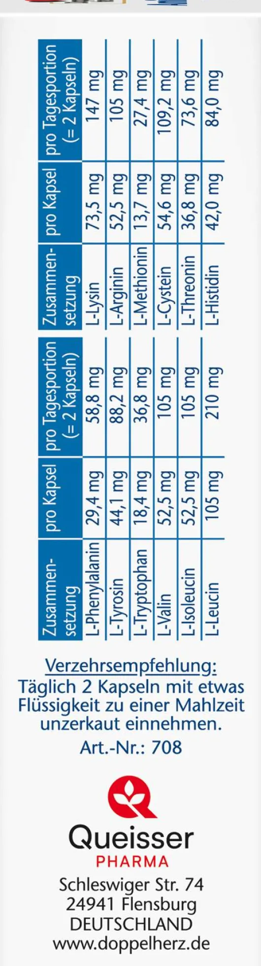 Doppelherz aktiv Aminosäuren Vital 30 Kapseln