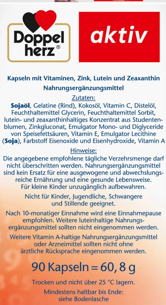 Doppelherz Aktiv Augen Vital Sehkraft 90 Kapseln